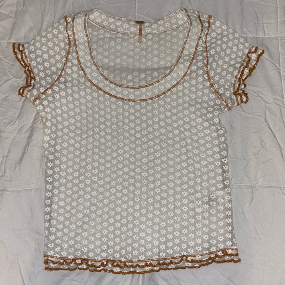 Free people sheer flower crop top